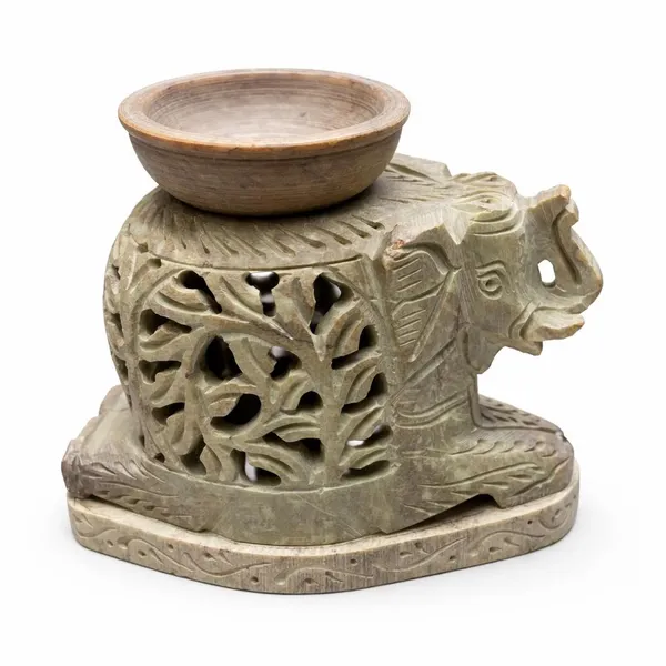 Brown_Handcrafted_Elephant_Oil_Burner_And_Aroma_Diffuser_Soapstone_Incense_Holder