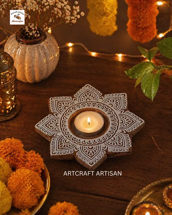 Hand_Carved_Wooden_Candle_Holder_|_Mandala_Tealight_Holder_|_Handmade_Decorative_Diya_Stand_|_Boho_Home_Decor_|_Festival_Gift_Decor