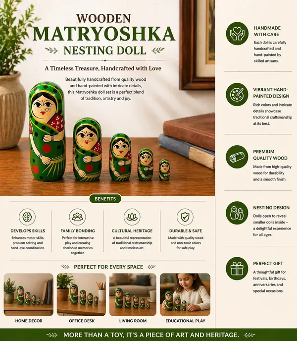 Wooden_Green_Painted_Indian_Lady_Doll