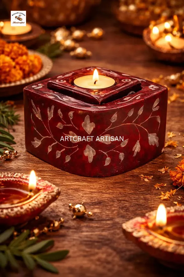 Stone_Red_Painted_Candle_holder