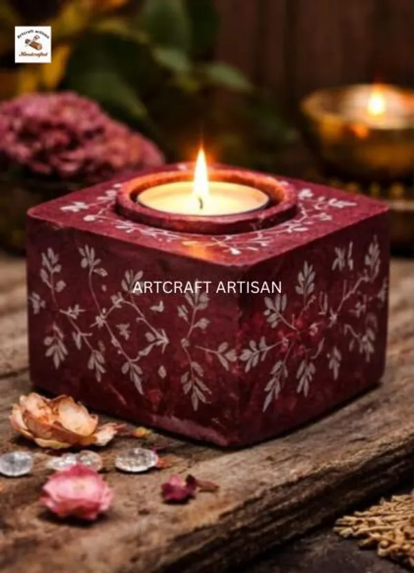 Stone_Red_Painted_Candle_holder