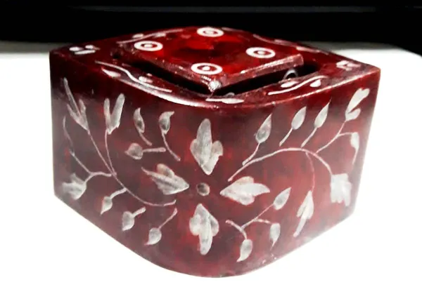 Stone_Red_Painted_Candle_holder