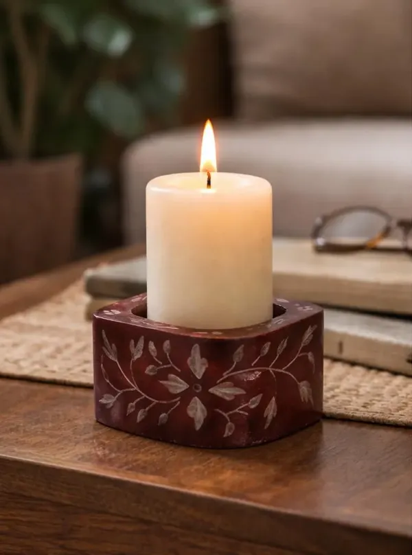 Stone_Red_Painted_Candle_holder
