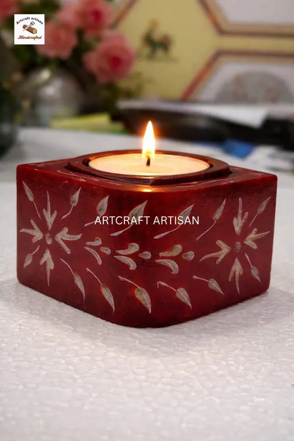 Stone_Red_Painted_Candle_holder