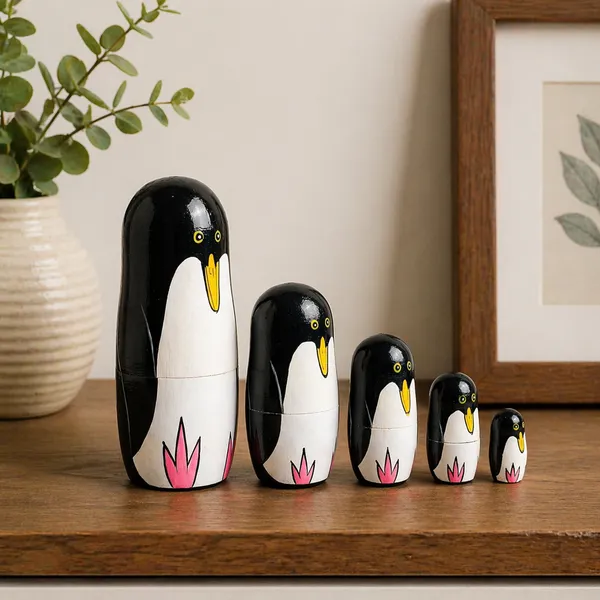 Black_And_White_Hand_Painted_Penguin_Nesting_Dolls_Set_Of_5