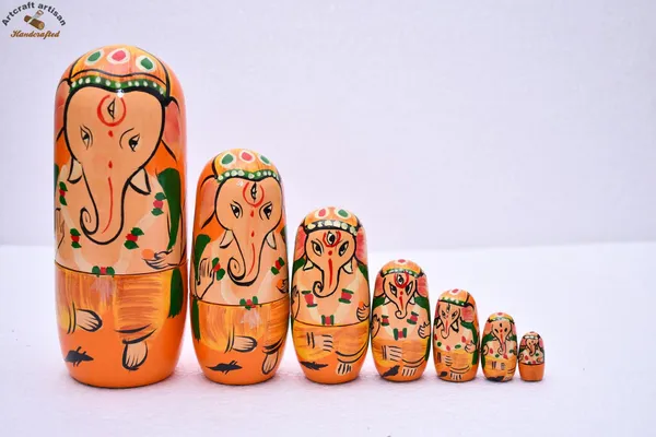 Golden_Handcrafted_Ganesha_Matryoshka_Nesting_Dolls_Set_5_Pcs_in_1_Set