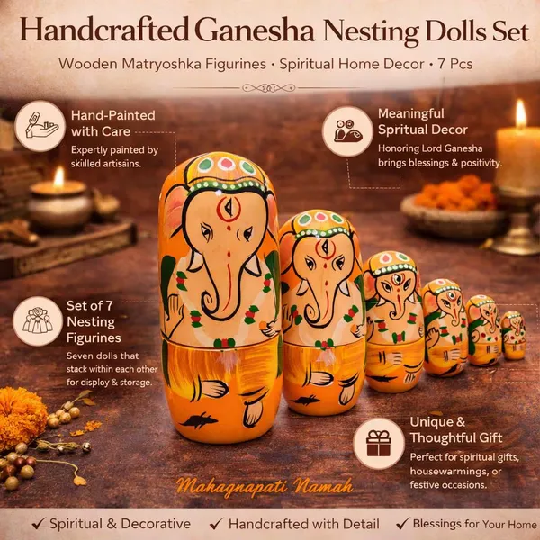 Golden_Handcrafted_Ganesha_Matryoshka_Nesting_Dolls_Set_5_Pcs_in_1_Set