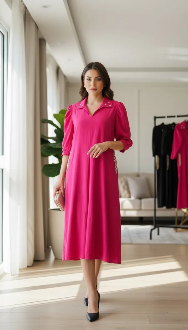 Pink_Elegant_One_Piece_Dress_|_Classic_Fit