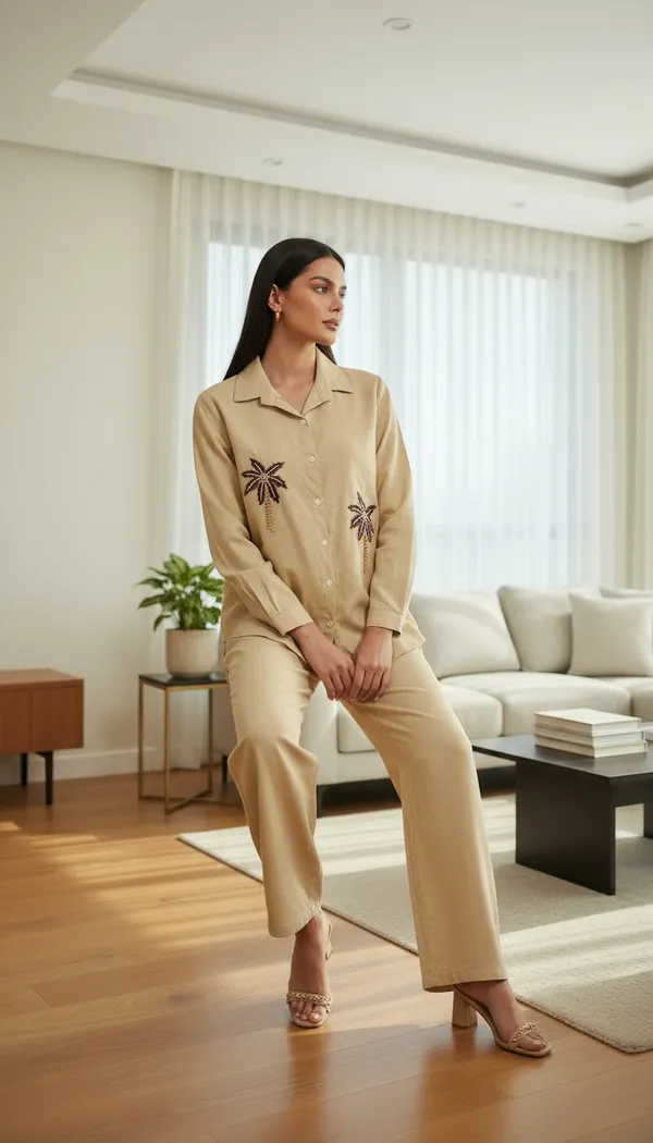 Cream_Yellow_Comfortable_Travel_Co_Ord_Set_For_Women_And_Girls_|_Easy_Fit