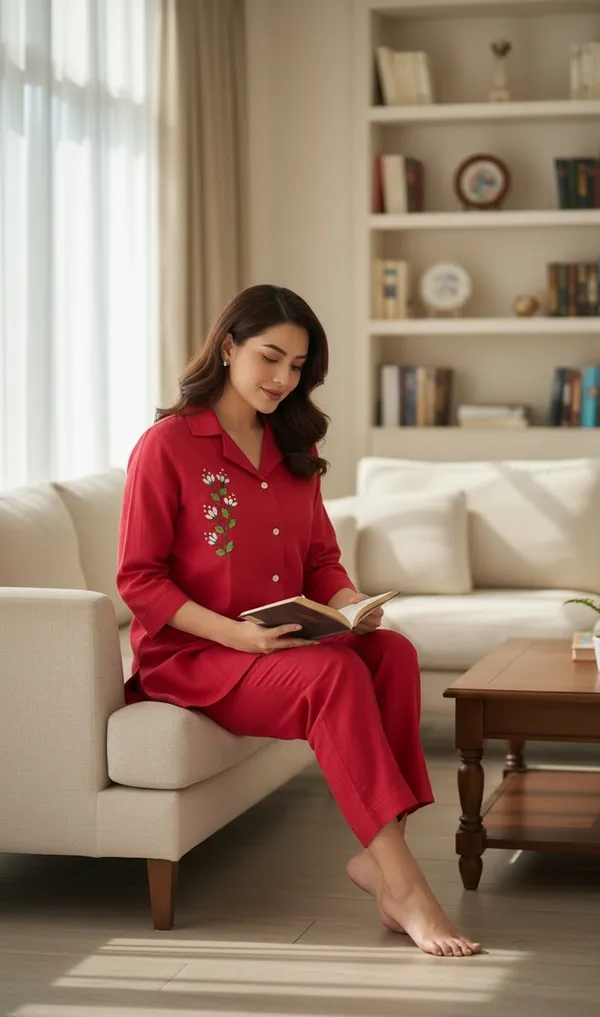 Red_Smart_Casual_Co_Ord_Set_For_Women_And_Girls_|_Day_Out_Wear