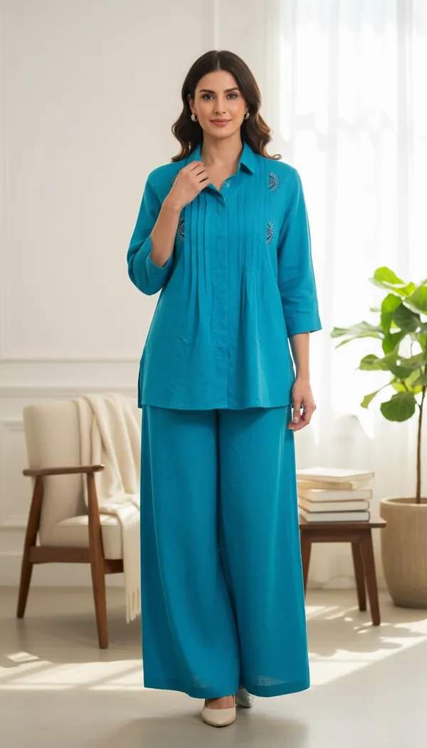 Sky_Blue_Evening_Wear_Co_Ord_Set_For_Women_And_Girls_|_Elegant_Look