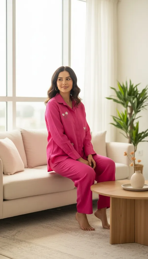 Pink_Cotton_Solid_Co_Ord_Set_For_Women_And_Girls_|_Minimalist_Style
