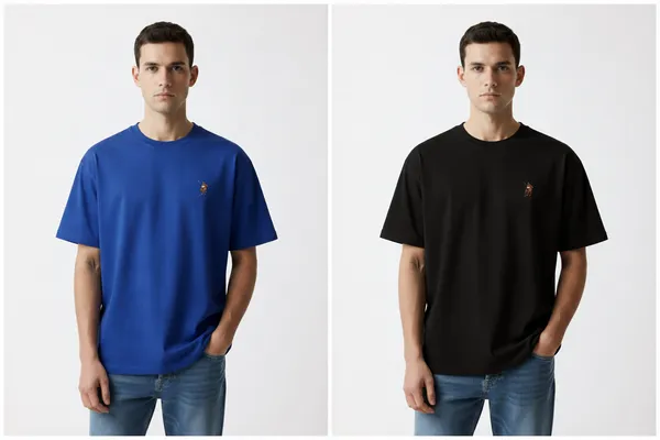 Royal_Blue_And_Black_Cotton_Oversized_Heavyweight_Ribbed_Crewneck_Straight_T_Shirt_For_Men_Combo_Pack_Of_2