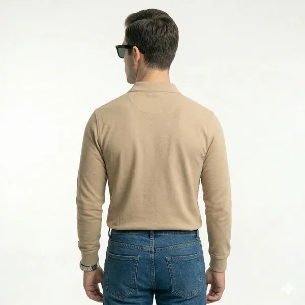 Beige_Cotton_Custom_Slim_Fit_Full_Sleeves_Polo_Shirt_For_Men