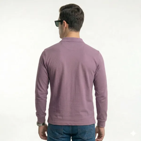 Poloshique_Mauve_Cotton_Custom_Slim_Fit_Full_Sleeves_Polo_Shirt_For_Men