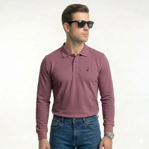 Poloshique_Mauve_Cotton_Custom_Slim_Fit_Full_Sleeves_Polo_Shirt_For_Men