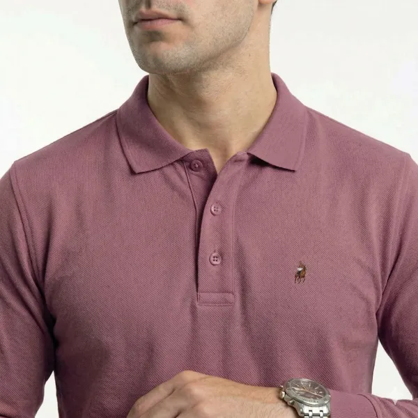 Poloshique_Mauve_Cotton_Custom_Slim_Fit_Full_Sleeves_Polo_Shirt_For_Men