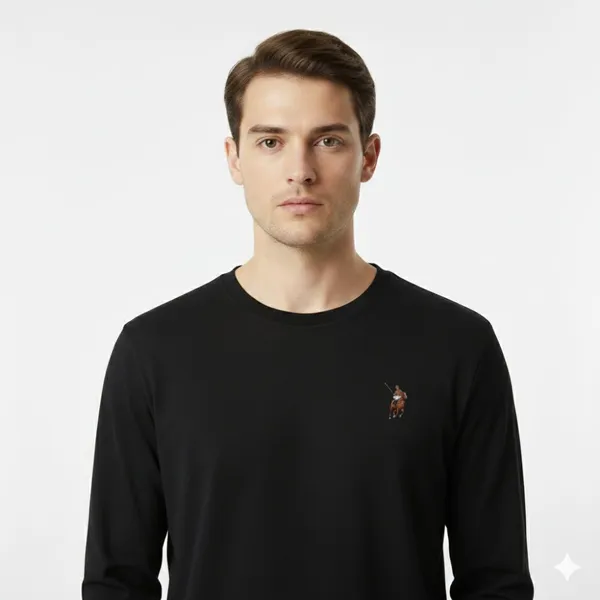Black_Cotton_Loose_Fit_Full_Sleeves_Round_Neck_T_Shirt_For_Men