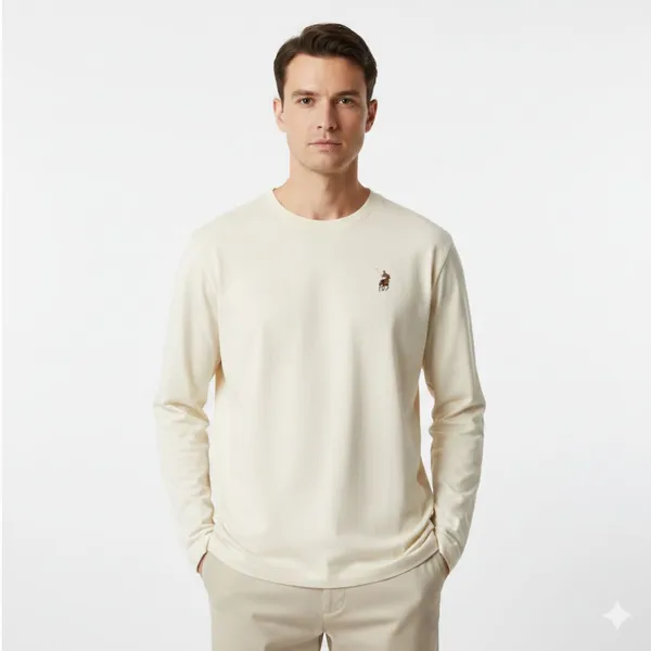 Off_White_Cotton_Loose_Fit_Full_Sleeves_Round_Neck_T_Shirt_For_Men