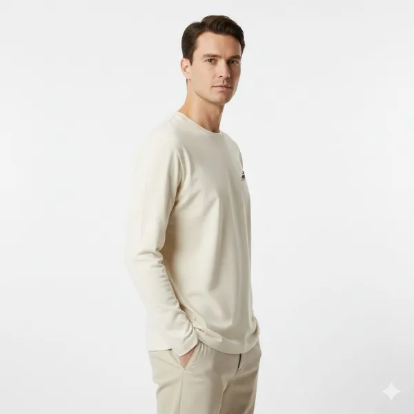 Off_White_Cotton_Loose_Fit_Full_Sleeves_Round_Neck_T_Shirt_For_Men