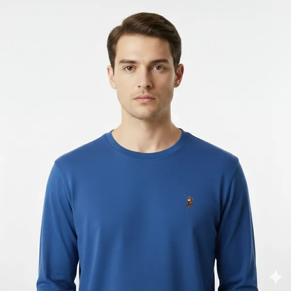 Royal_Blue_Cotton_Loose_Fit_Full_Sleeves_Round_Neck_T_Shirt_For_Men