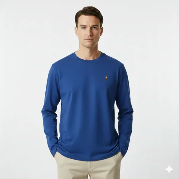 Royal_Blue_Cotton_Loose_Fit_Full_Sleeves_Round_Neck_T_Shirt_For_Men