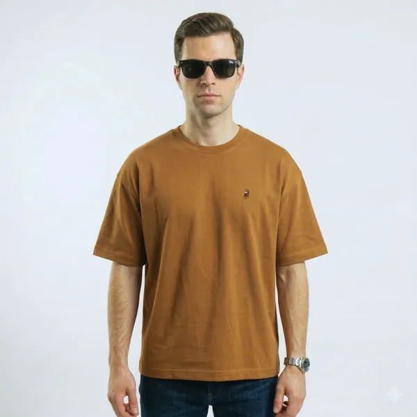Brown_Cotton_Oversized_Heavyweight_Ribbed_Crewneck_Straight_T_Shirt_For_Men