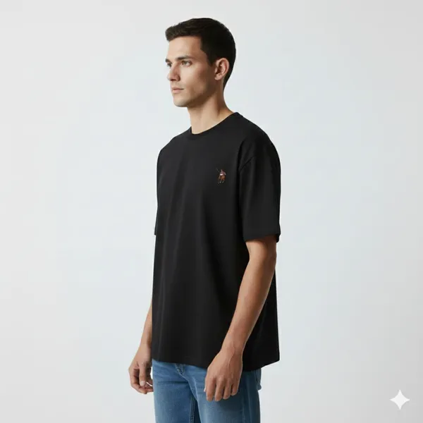 Black_Cotton_Oversized_Heavyweight_Ribbed_Crewneck_Straight_T_Shirt_For_Men