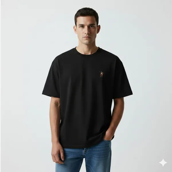 Black_Cotton_Oversized_Heavyweight_Ribbed_Crewneck_Straight_T_Shirt_For_Men