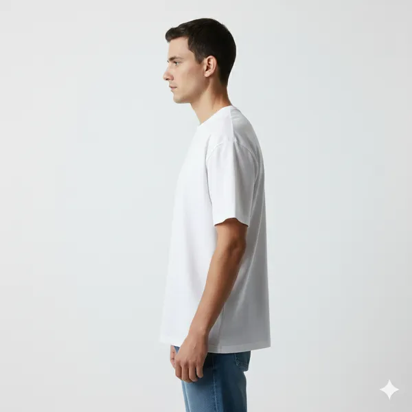 White_Cotton_Oversized_Heavyweight_Ribbed_Crewneck_Straight_T_Shirt_For_Men