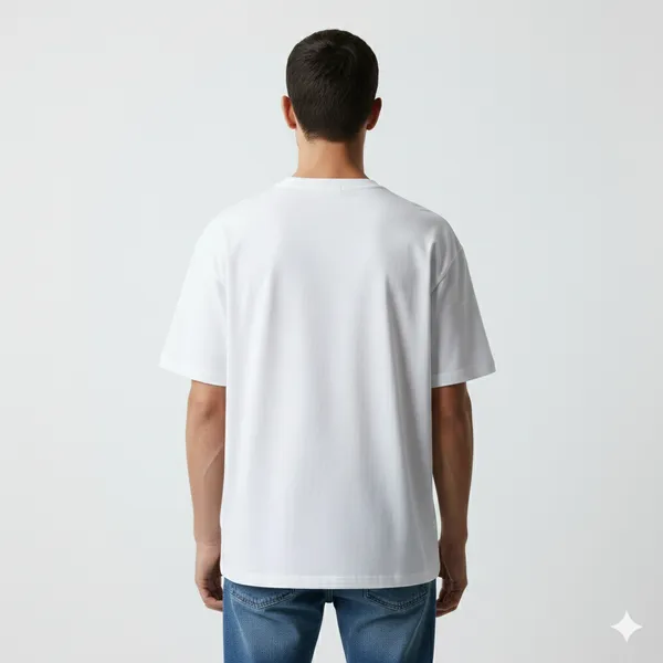 White_Cotton_Oversized_Heavyweight_Ribbed_Crewneck_Straight_T_Shirt_For_Men
