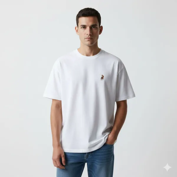 White_Cotton_Oversized_Heavyweight_Ribbed_Crewneck_Straight_T_Shirt_For_Men