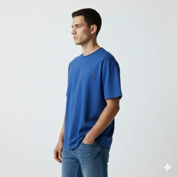 Royal_Blue_Cotton_Oversized_Heavyweight_Ribbed_Crewneck_Straight_T_Shirt_For_Men