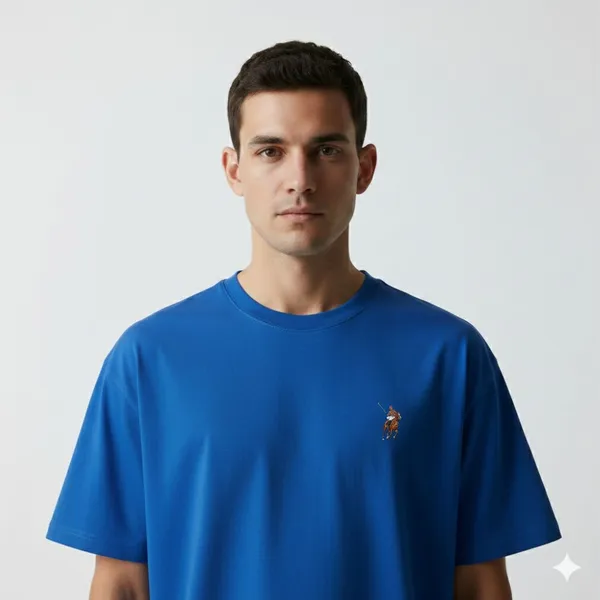Royal_Blue_Cotton_Oversized_Heavyweight_Ribbed_Crewneck_Straight_T_Shirt_For_Men