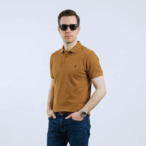Brown_Cotton_Slim_Fit_Polo_Shirt_For_Men
