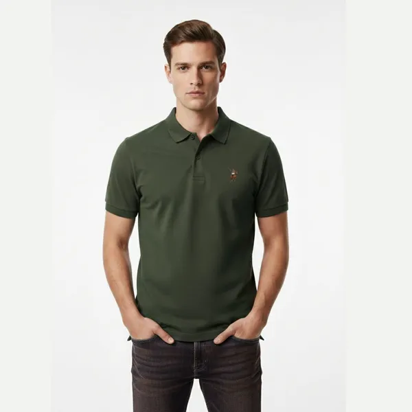 Green_Cotton_Slim_Fit_Polo_Shirt_For_Men