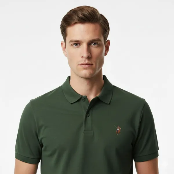 Green_Cotton_Slim_Fit_Polo_Shirt_For_Men