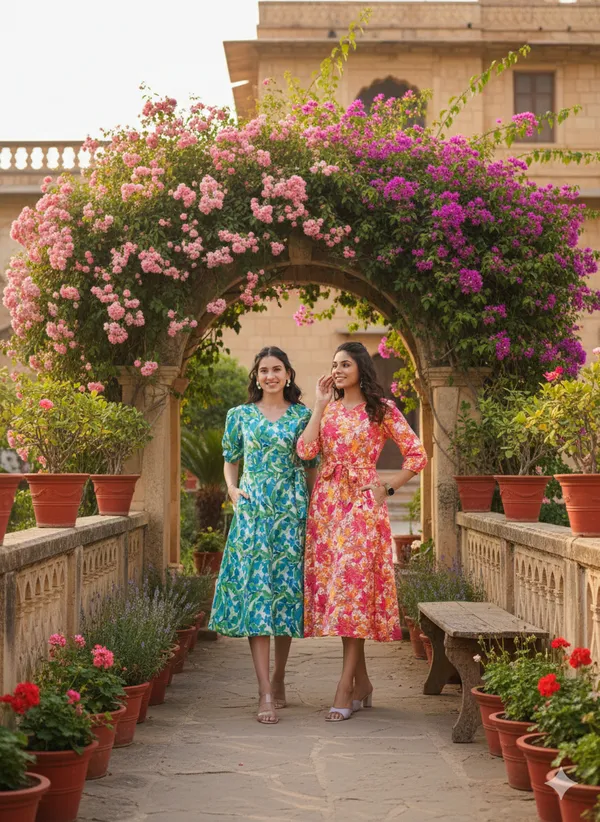 Multicolor_Cotton_Blend_Tiered_Midi_Dress_For_Women_Pack_Of_2