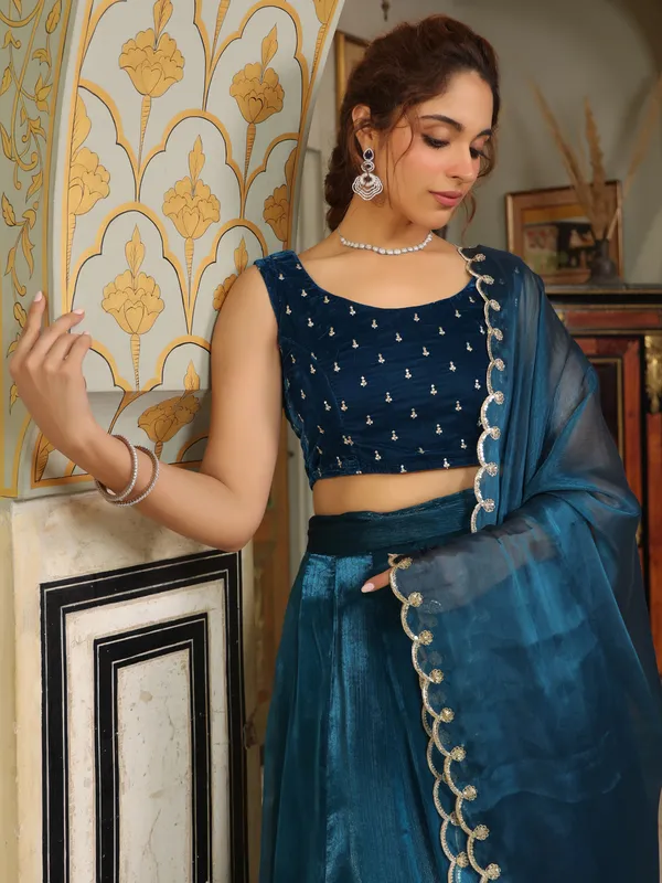 Blue_Cotton_Blend_Lehenga_Choli_Set_For_Women