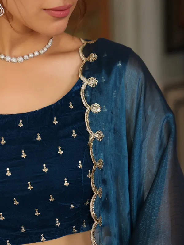 Blue_Cotton_Blend_Lehenga_Choli_Set_For_Women