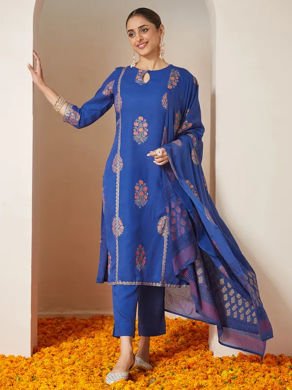 Blue_Viscose_Rayon_Viscose_Rayon_Kurti_Pant_Dupatta_Set_For_Women
