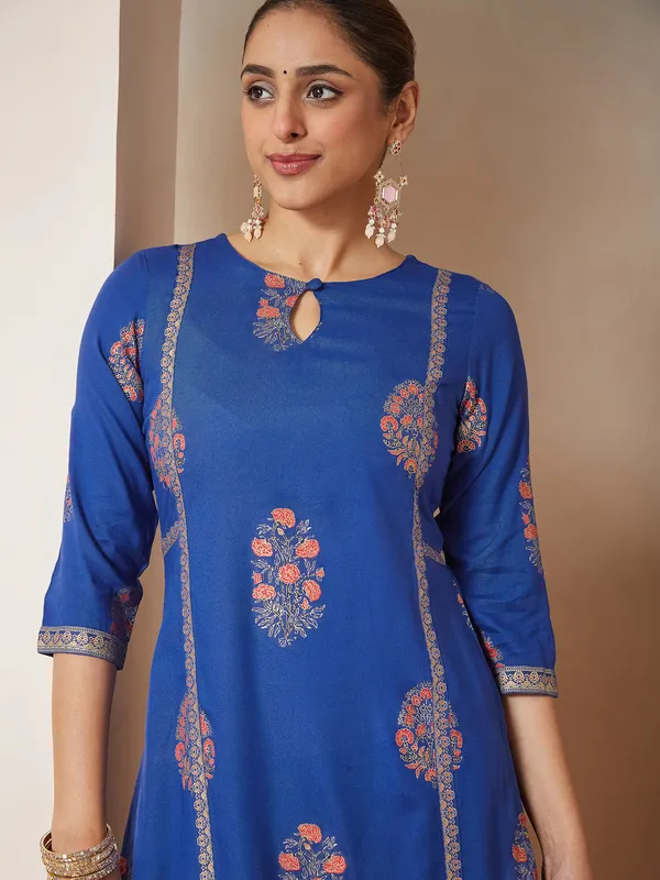 Blue_Viscose_Rayon_Viscose_Rayon_Kurti_Pant_Dupatta_Set_For_Women