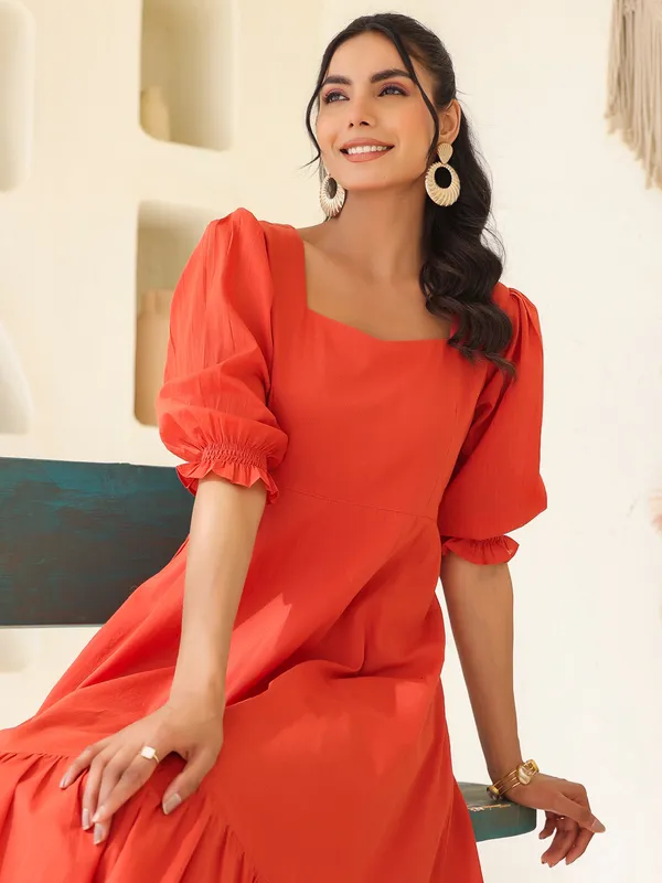 Orange_Pure_Cotton_Pure_Cotton_Solid_A_Line_Dress_For_Women