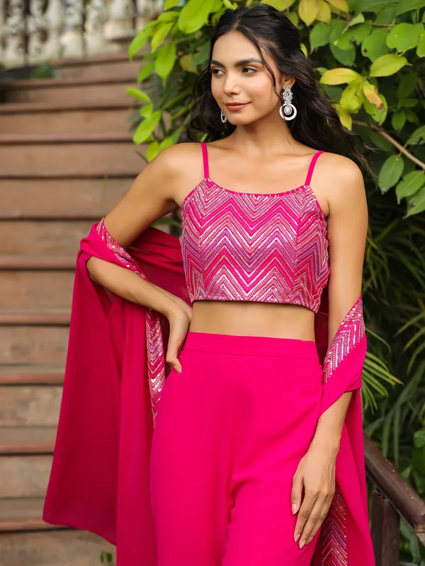 Pink_Georgette_Embroidered_Top_With_Palazzo_Pant_&_Cape_Set_For_Women