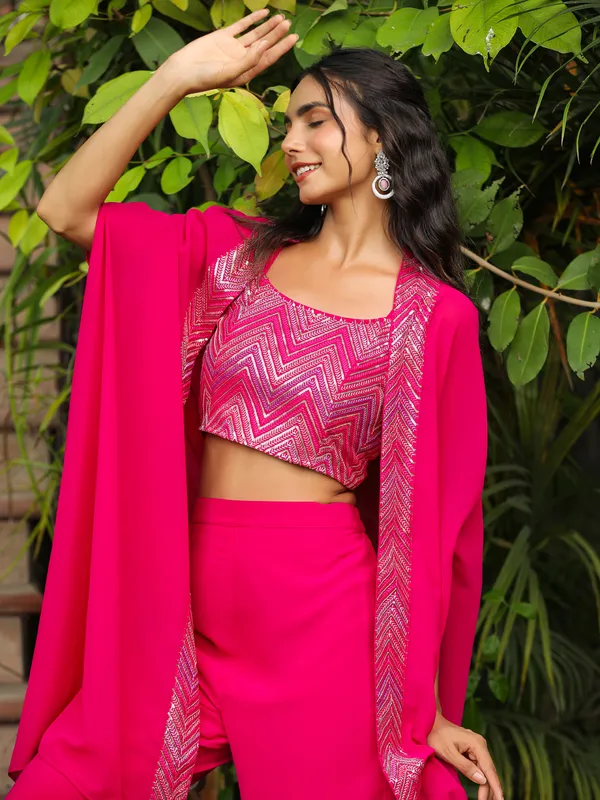 Pink_Georgette_Embroidered_Top_With_Palazzo_Pant_&_Cape_Set_For_Women
