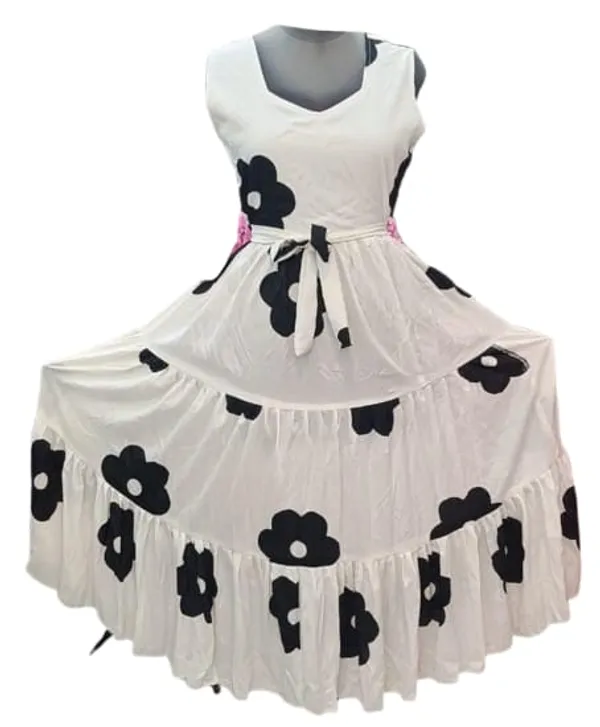White_Cotton_Blend_Midi_Gown_For_Women