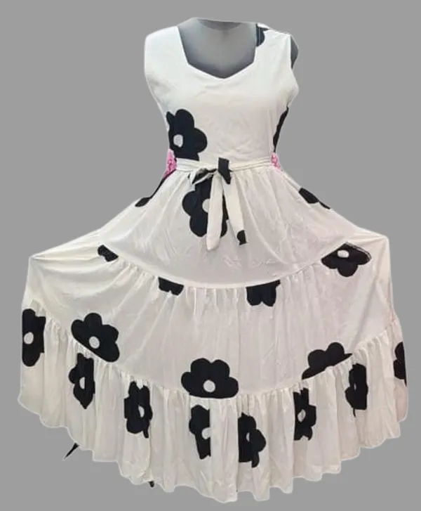 White_Cotton_Blend_Midi_Gown_For_Women