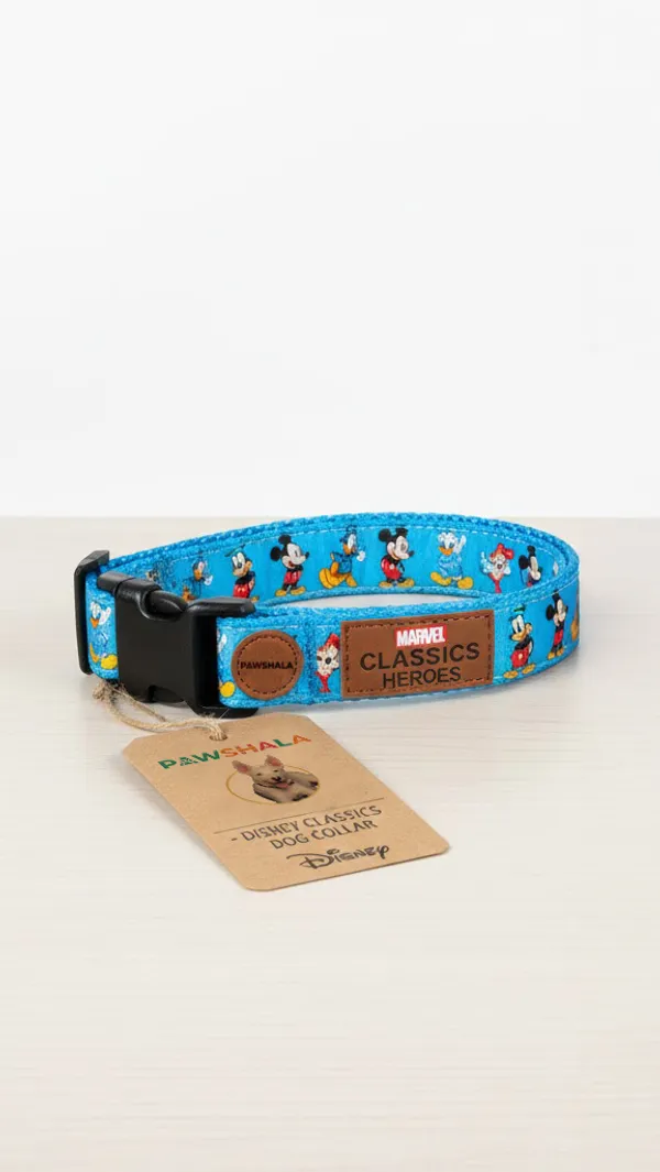Disney_Classics_Heroes_Dog_Collar_-_Blue_With_Mickey_Mouse_And_Friends_Pattern