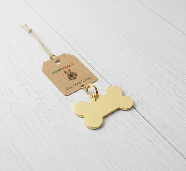 Brass_Dog_Bone_Shaped_Pet_Id_Tag_With_Paw_Print_Design