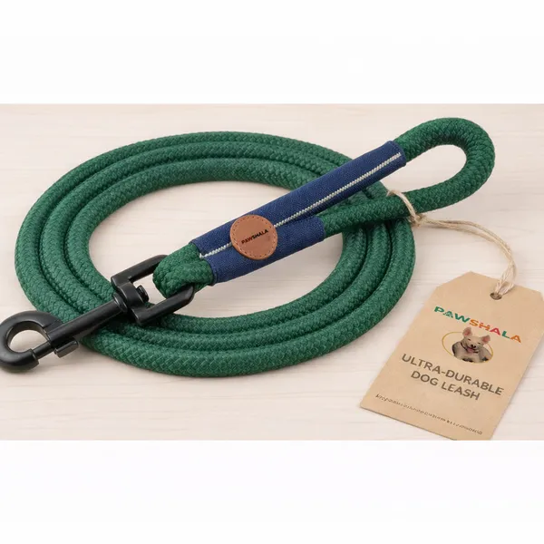 Pawshala_Ultra-Durable_Dog_Leash_-_Green_Rope_With_Navy_Handle